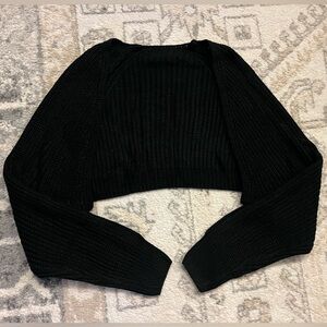 Black Women's Cropped Sweater Cardigan